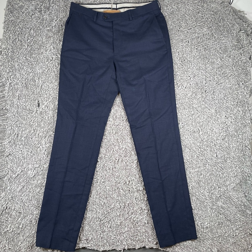 Proper Cloth Dress Pants Men's Size 16.7 Waist 20.1 Hip 12.8 Thigh Blue Wool